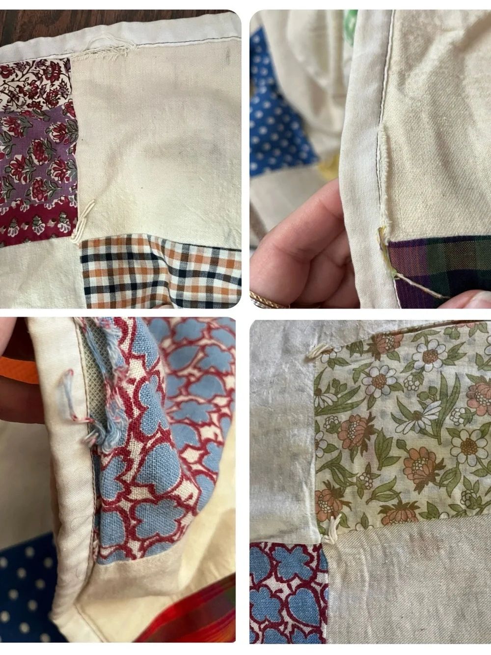 Vtg Quilt Blanket BOHO 60s MCM Retro Heavy 75” x 86” Twin Full